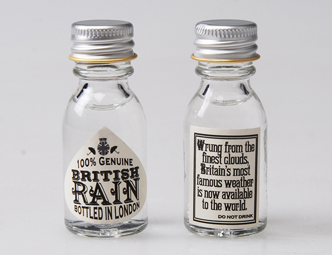 British rain mini bottle label