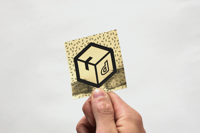 Gold custom hexagon sticker