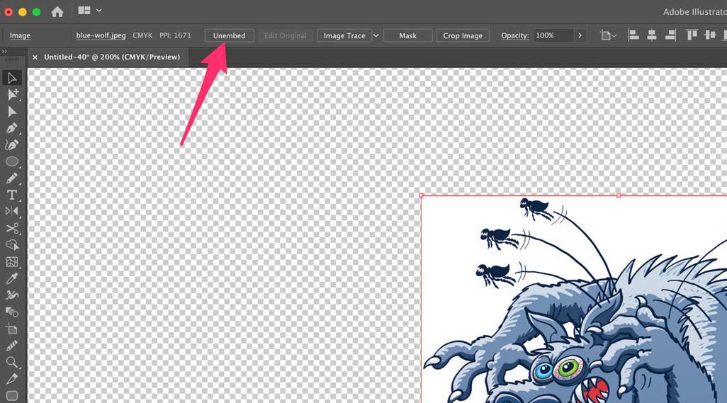 unembed image adobe illustrator