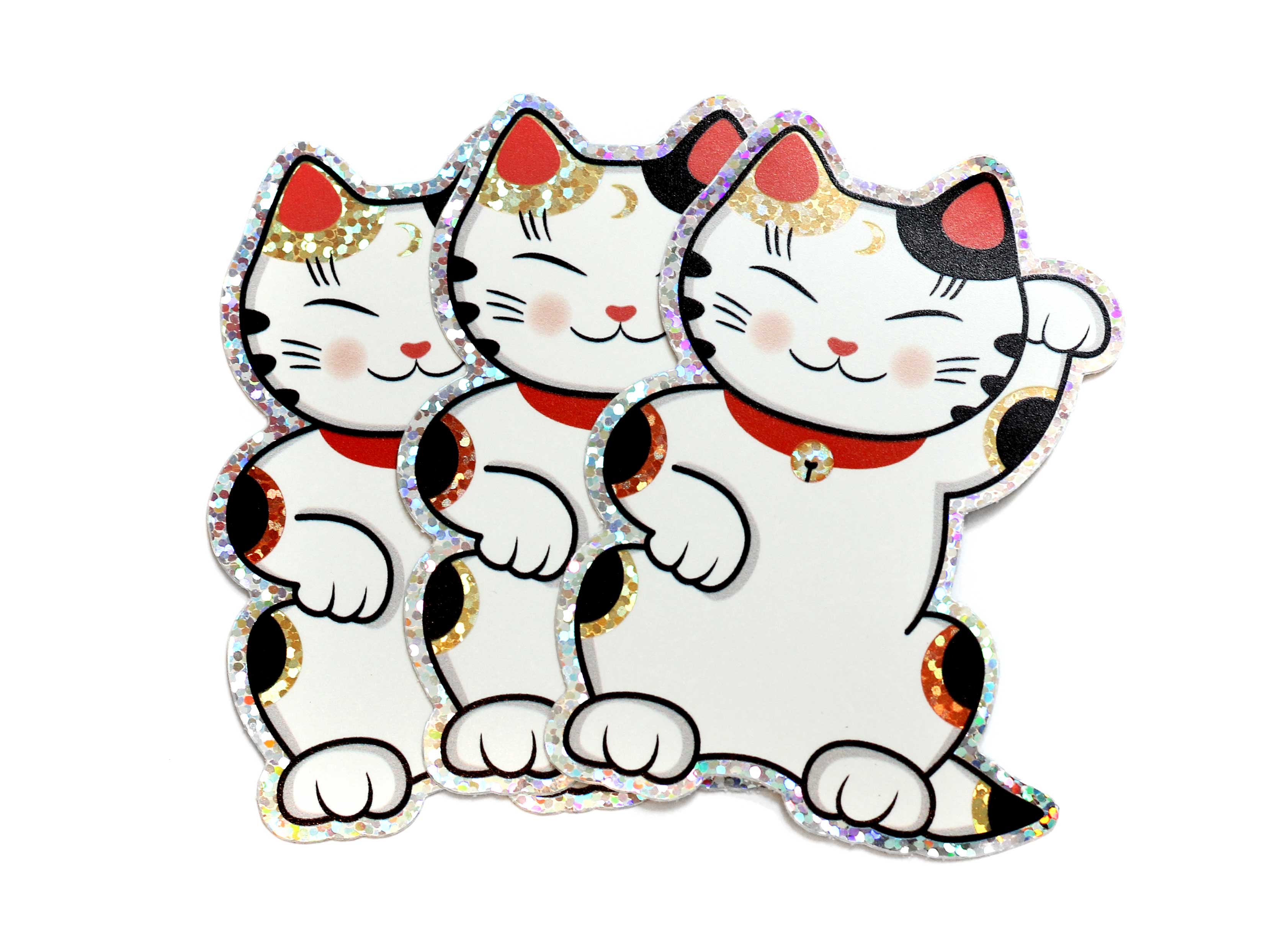 die cut glitter knocking cat stickers adobe illustrator