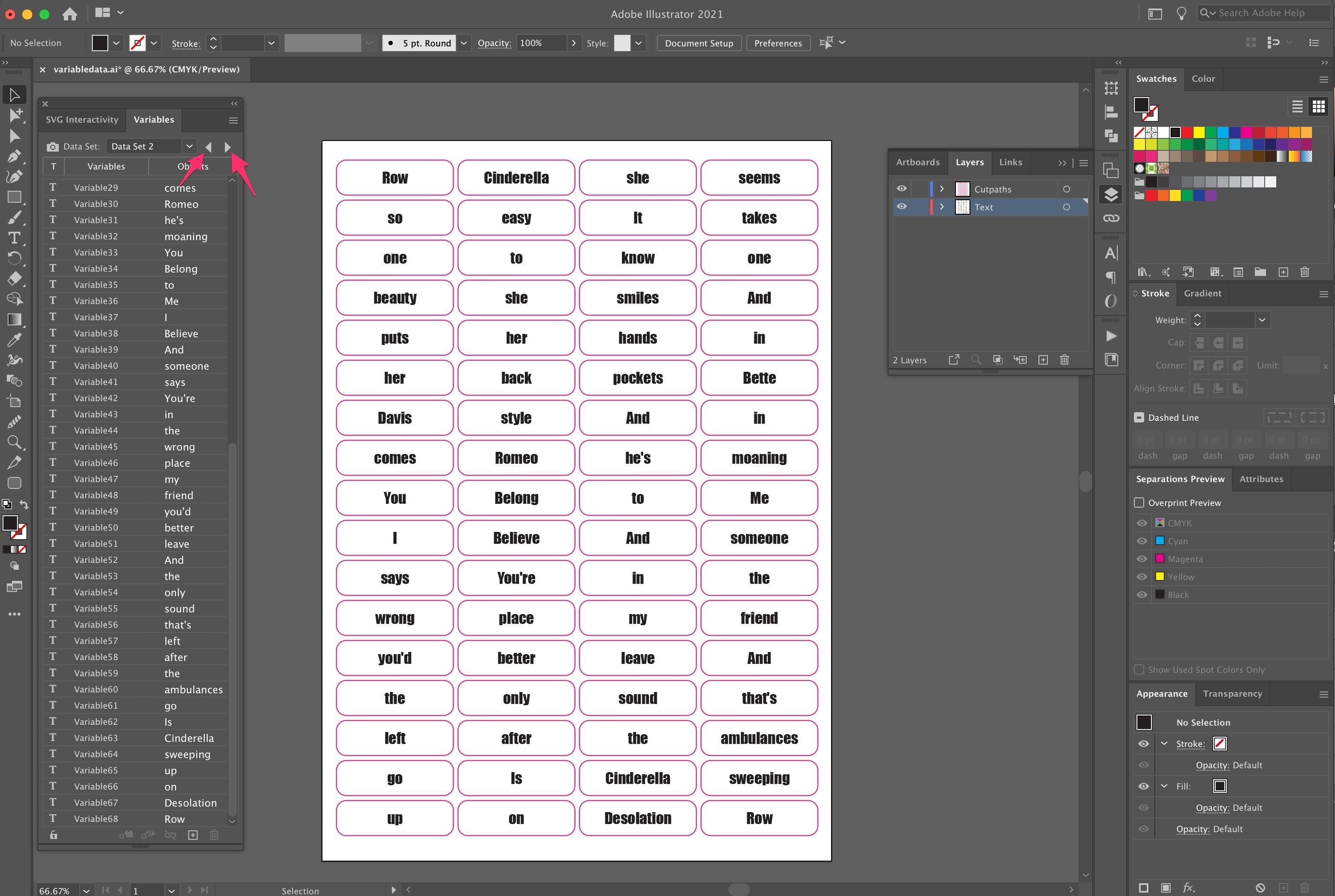 variable data merge illustrator